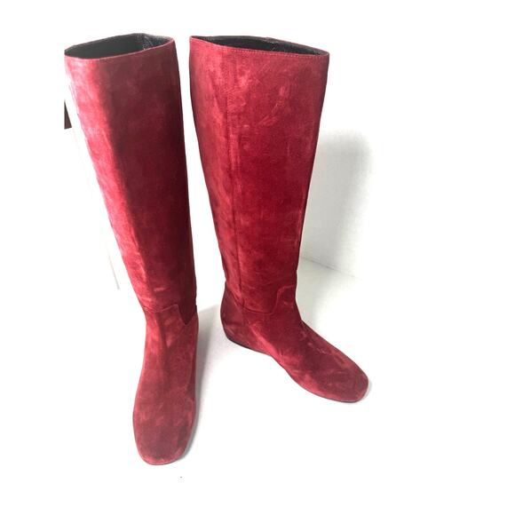 LONGCHAMP knee high Flat suede boots in color Red BRICK size 37 - Picture 5 of 9